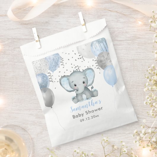 Cute Elephant Boy Balloons Baby shower Bedankzakje (Geknipt)