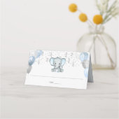 Cute Elephant Boy Balloons Baby shower Guest Name Plaatskaartje (Achterkant)