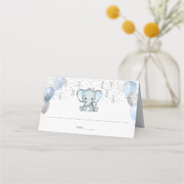 Cute Elephant Boy Balloons Baby shower Guest Name Plaatskaartje