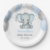 Cute Elephant Boy Balloons Baby shower Papieren Bordje (Voorkant)