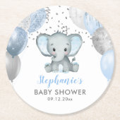 Cute Elephant Boy Balloons Baby shower Ronde Kartonnen Onderzetter (Voorkant)