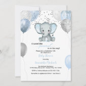 Cute Elephant Boy Balloons Waterverf Baby shower Kaart (Voorkant)