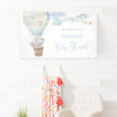 Cute Elephant Boy Blue Baby shower Banner (Insitu)