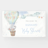Cute Elephant Boy Blue Baby shower Banner (Horizontaal)