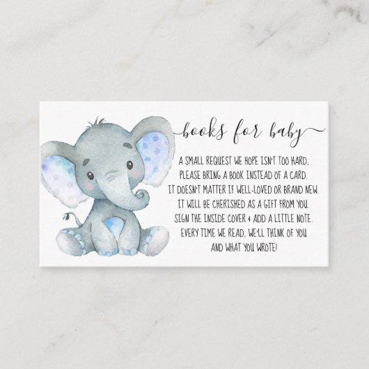 Cute Elephant Boy Book Request for Baby shower Informatiekaartje (Voorkant)