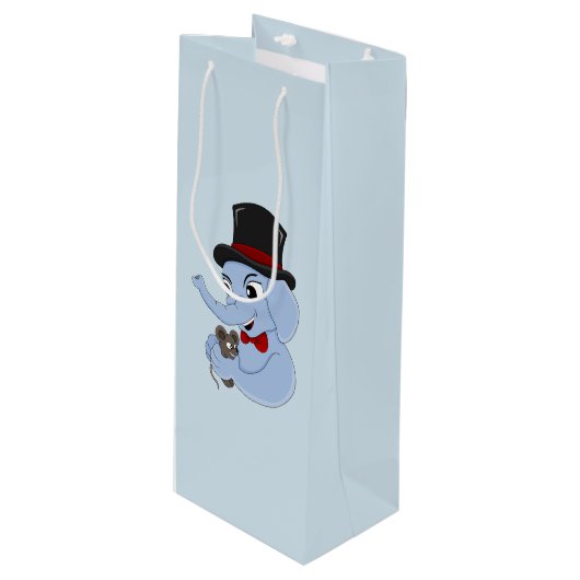 Cute elephant boy cartoon gift wijn cadeautas (Voorkant Gekanteld)