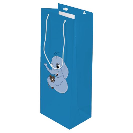 Cute elephant boy cartoon gift wijn cadeautas (Voorkant Gekanteld)
