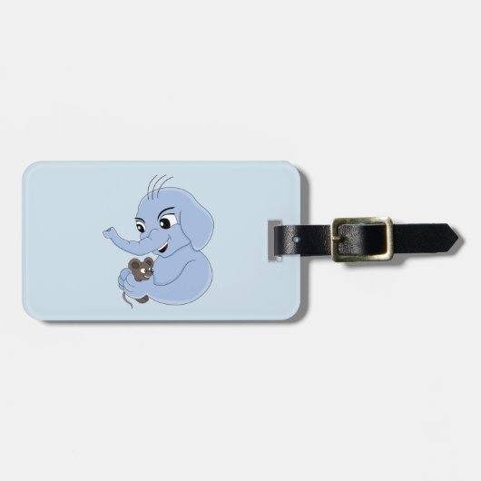 Cute elephant boy cartoon luggage tag bagagelabel (Voorkant horizontaal)