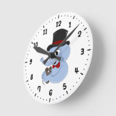 Cute elephant boy cartoon round clock ronde klok (Hoek)