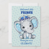 Cute Elephant Boy Prince Baby shower Uitnodiging (Voorkant)