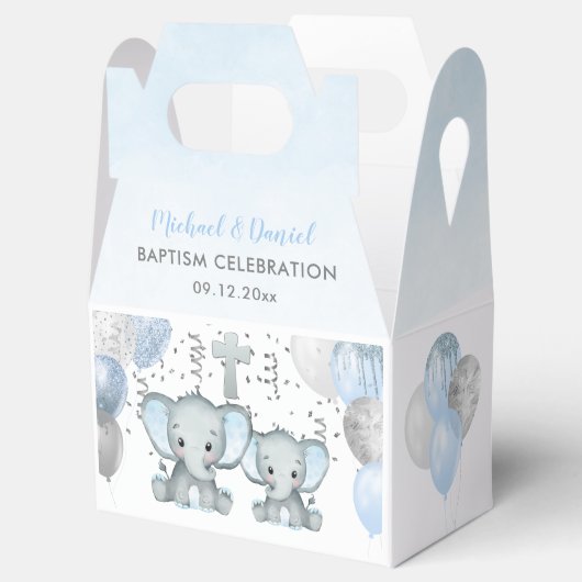 Cute Elephant Boys Baptisme Bedankdoosjes (Geopend)