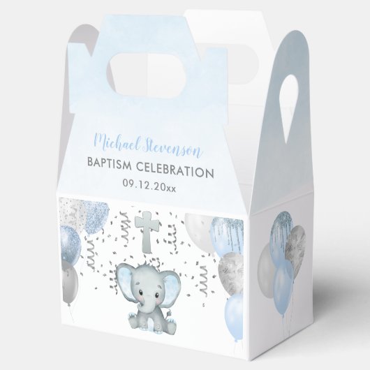 Cute Elephant Boys Baptisme Bedankdoosjes (Geopend)