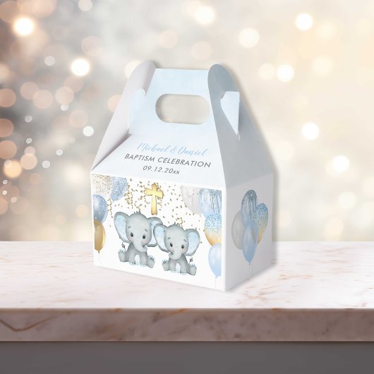 Cute Elephant Boys Baptisme Favor Box Bedankdoosjes