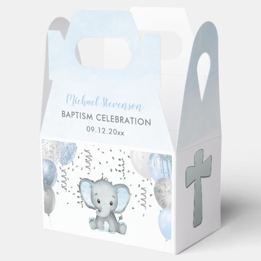 Cute Elephant Boys Baptisme Favor Box Bedankdoosjes (Geopend)