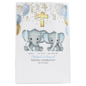 Cute Elephant Boys Baptisme Medium Cadeauzakje (Voorkant)