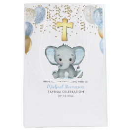 Cute Elephant Boys Baptisme Medium Cadeauzakje