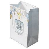 Cute Elephant Boys Baptisme Medium Cadeauzakje (Achterkant Gekanteld)