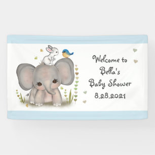Cute Elephant Bunny Baby shower Party Banner