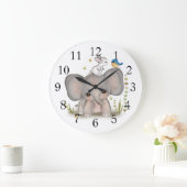 Cute Elephant Bunny Nursery Wall Clock Grote Klok (Huis)