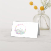 Cute Elephant Butterfly Blue Place Card Plaatskaartje (Voorkant)