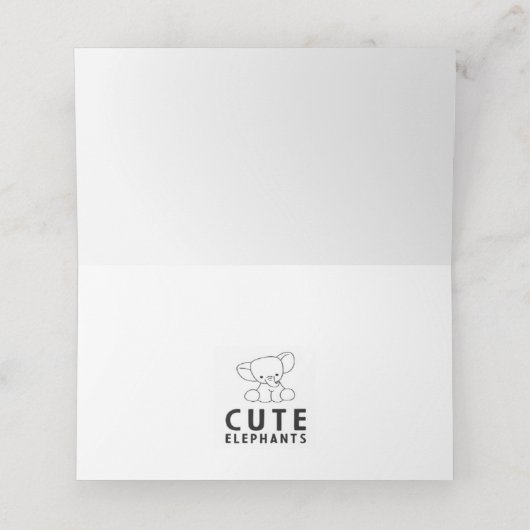 Cute Elephant Butterfly Blue Place Card Plaatskaartje (Binnenkant ongevouwen)