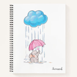 Cute Elephant Butterfly Name Spiral Notitieboek