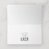 Cute Elephant Butterfly Roze Place Card Plaatskaartje (Binnenkant ongevouwen)