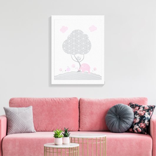 Cute Elephant Canvas Afdruk (Insitu (Woonkamer))