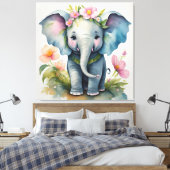Cute Elephant Canvas Afdruk (Insitu (Slaapkamer))