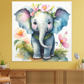 Cute Elephant Canvas Afdruk (Insitu (Woonkamer))