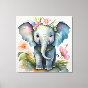 Cute Elephant Canvas Afdruk