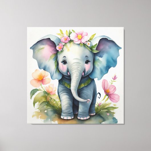 Cute Elephant Canvas Afdruk (Voorkant)