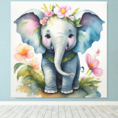 Cute Elephant Canvas Afdruk (Insitu (Houten vloer))