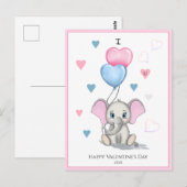 Cute Elephant Cartoon | Aangepaste Valentijnse app Briefkaart (Voorkant / Achterkant)
