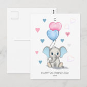 Cute Elephant Cartoon | Aangepaste Valentijnse app Briefkaart (Voorkant / Achterkant)