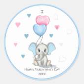 Cute Elephant Cartoon | Aangepaste Valentijnse app Ronde Sticker (Voorkant)