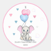 Cute Elephant Cartoon | Aangepaste Valentijnse app Ronde Sticker (Voorkant)