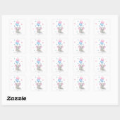 Cute Elephant Cartoon | Aangepaste Valentijnse sys Vierkante Sticker (Vel)