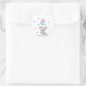 Cute Elephant Cartoon | Aangepaste Valentijnse sys Vierkante Sticker (Tas)