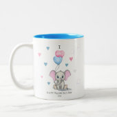 Cute Elephant Cartoon | Gepersonaliseerde Valentij Tweekleurige Koffiemok (Links)