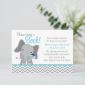 Cute Elephant Chevron Blauwgroen Baby shower Book Kaart (Staand voorkant)