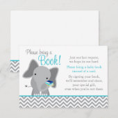 Cute Elephant Chevron Blauwgroen Baby shower Book Kaart (Voorkant / Achterkant)