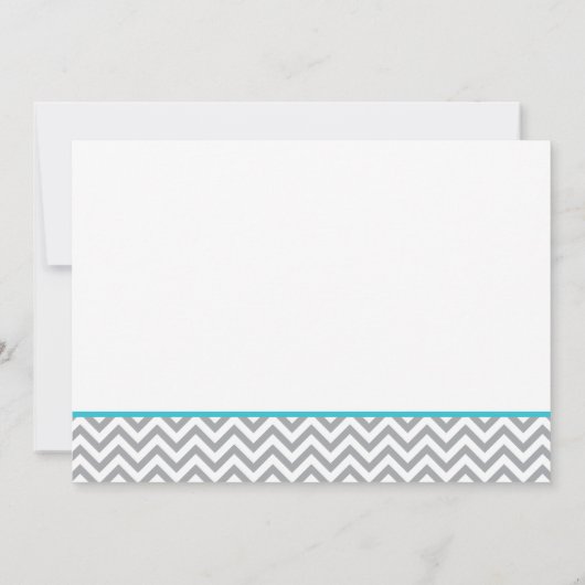 Cute Elephant Chevron Blauwgroen Baby shower Uitno Kaart (Achterkant)