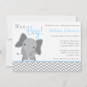 Cute Elephant Chevron Light Blue Baby shower Kaart (Voorkant)