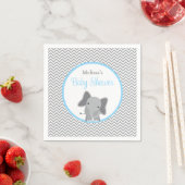 Cute Elephant Chevron Light Blue Baby shower Servetten (Insitu)