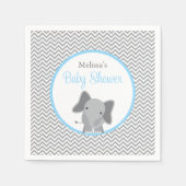 Cute Elephant Chevron Light Blue Baby shower Servetten (Voorkant)