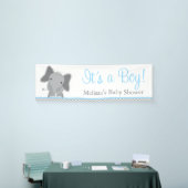 Cute Elephant Chevron Light Blue Baby shower Spandoek (Beurs)