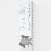 Cute Elephant Chevron Light Blue Baby shower Spandoek (Verticaal)