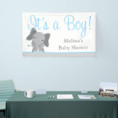 Cute Elephant Chevron Light Blue Baby shower Spandoek (Beurs)
