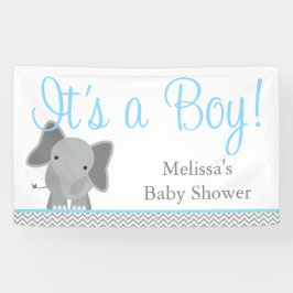 Cute Elephant Chevron Light Blue Baby shower Spandoek